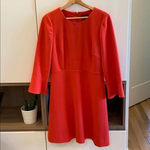 JCrew Coral dress with bell sleeve detail